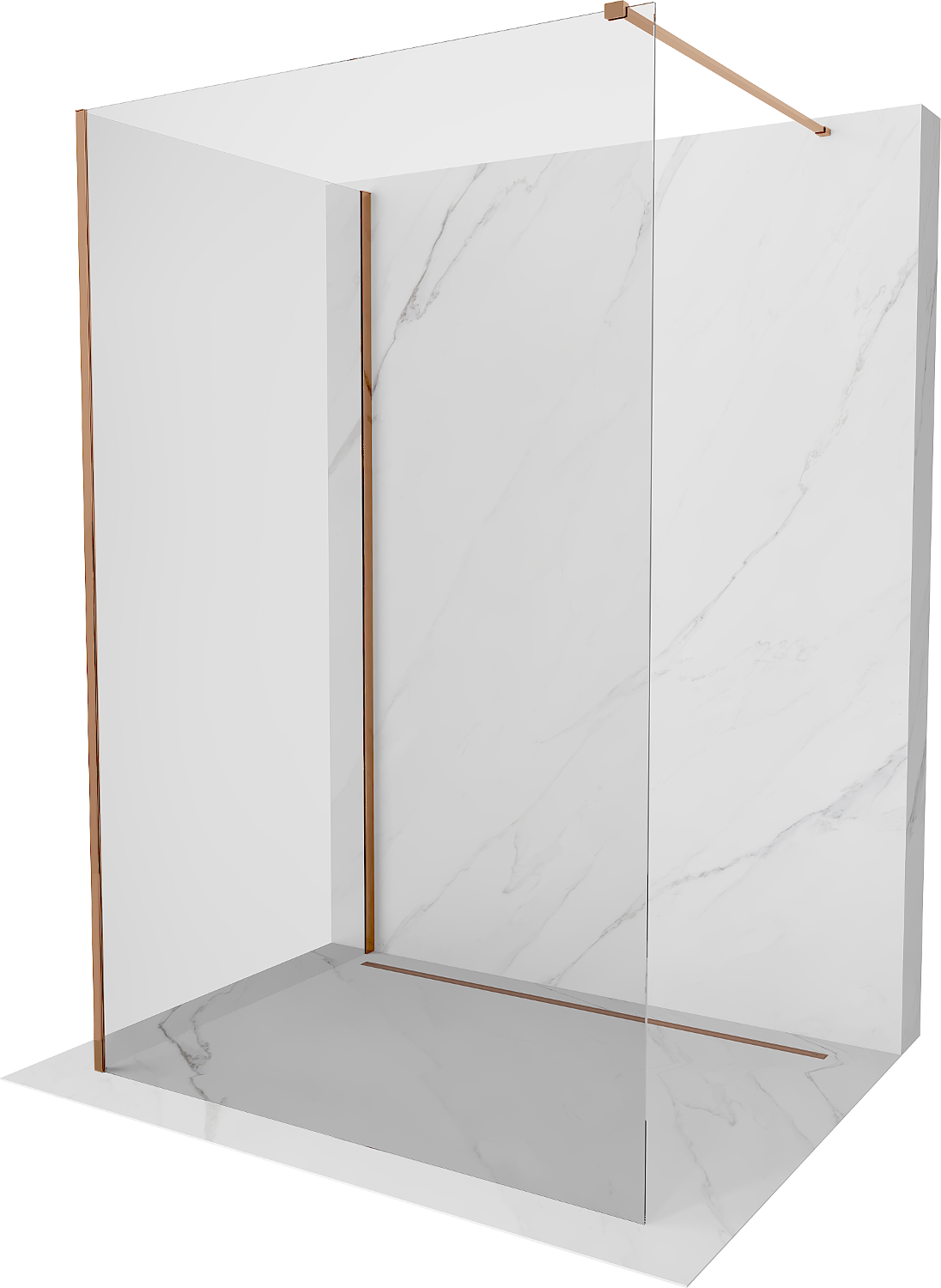 Mexen Kioto panou de duş Walk-in 135 x 80 cm, transparent, aur roz - 800-135-212-60-00-080