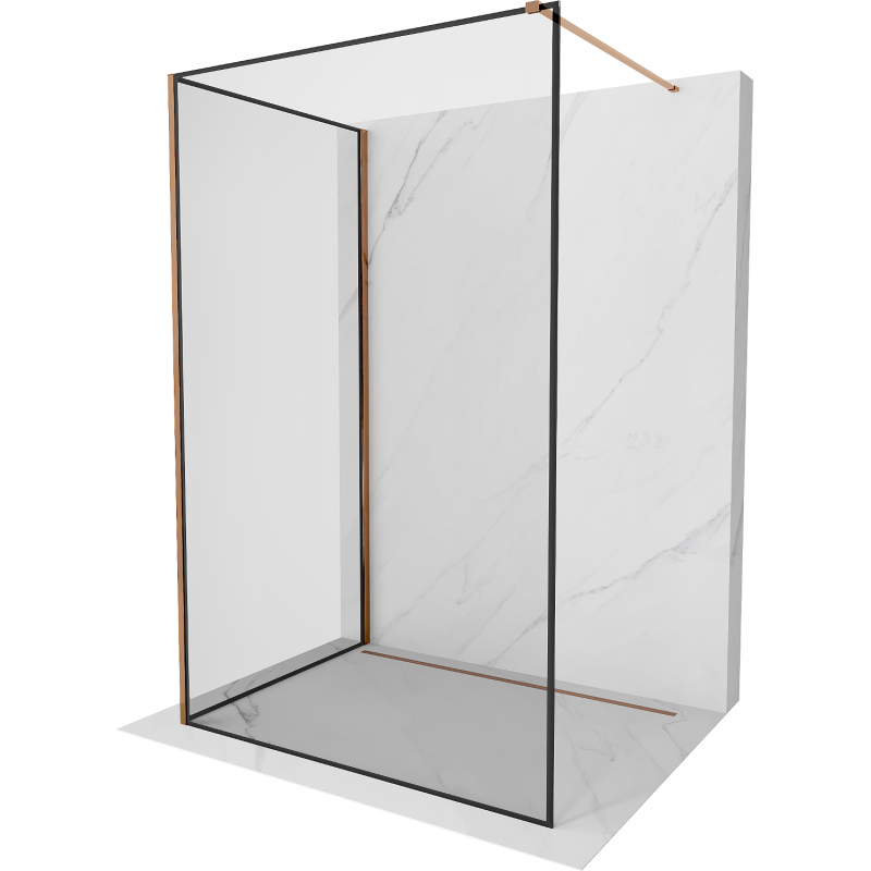 Mexen Kioto panou de duș Walk-in 120 x 70 cm, model negru, aur roz - 800-120-212-60-70-070