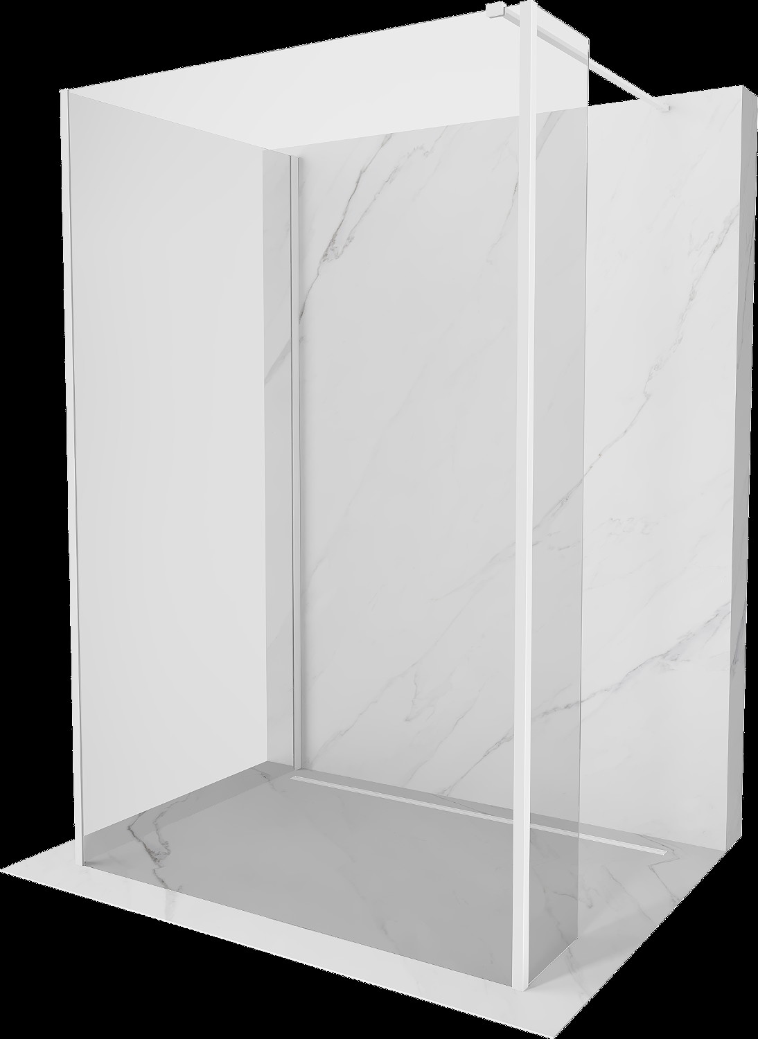 Mexen Kioto paravan de duș Walk-in 135 x 70 x 30 cm, transparent, alb - 800-135-070-221-20-00-030