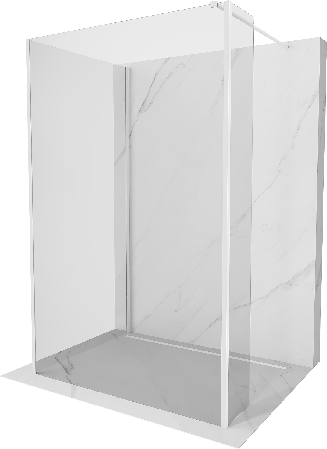 Mexen Kioto panou de duș Walk-in 100 x 75 x 30 cm, transparent, alb - 800-100-075-221-20-00-030