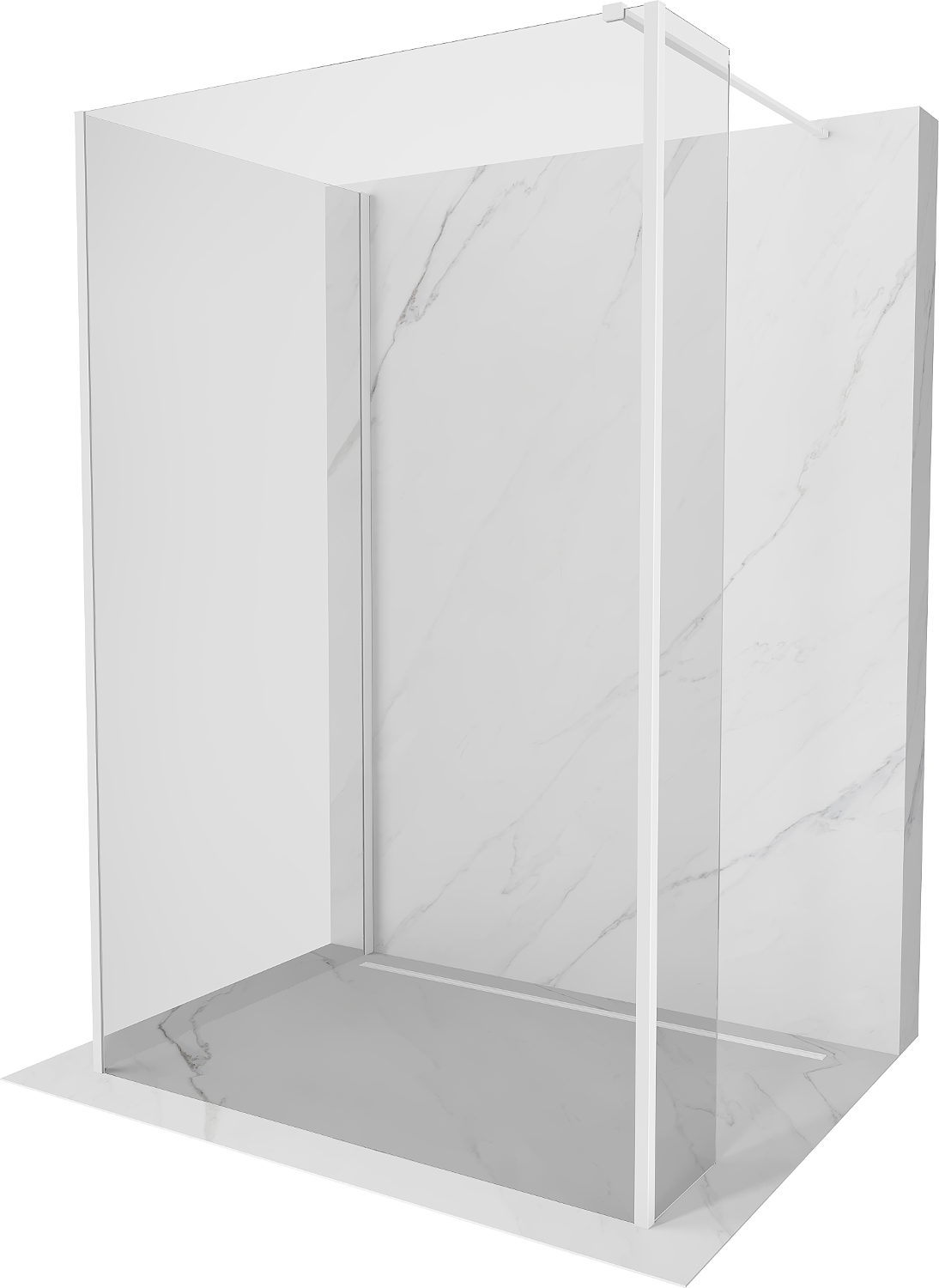 Mexen Kioto paravan de duș Walk-in 130 x 75 x 30 cm, transparent, alb - 800-130-075-221-20-00-030