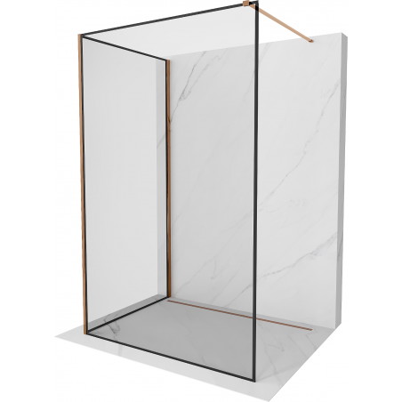 Mexen Kioto perete de duș Walk-in 120 x 80 cm, model negru, aur roz - 800-120-212-60-70-080