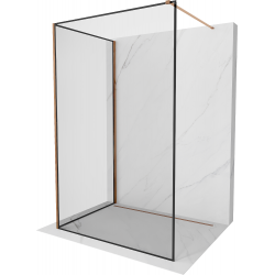 Mexen Kioto perete de duș Walk-in 130 x 80 cm, model negru, aur roz - 800-130-212-60-70-080