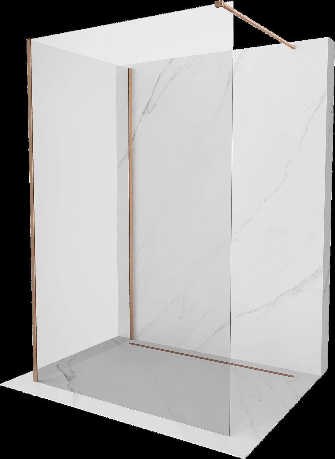 Mexen Kioto perete de dus Walk-in 90 x 70 cm, transparent, cupru periat - 800-090-212-65-00-070