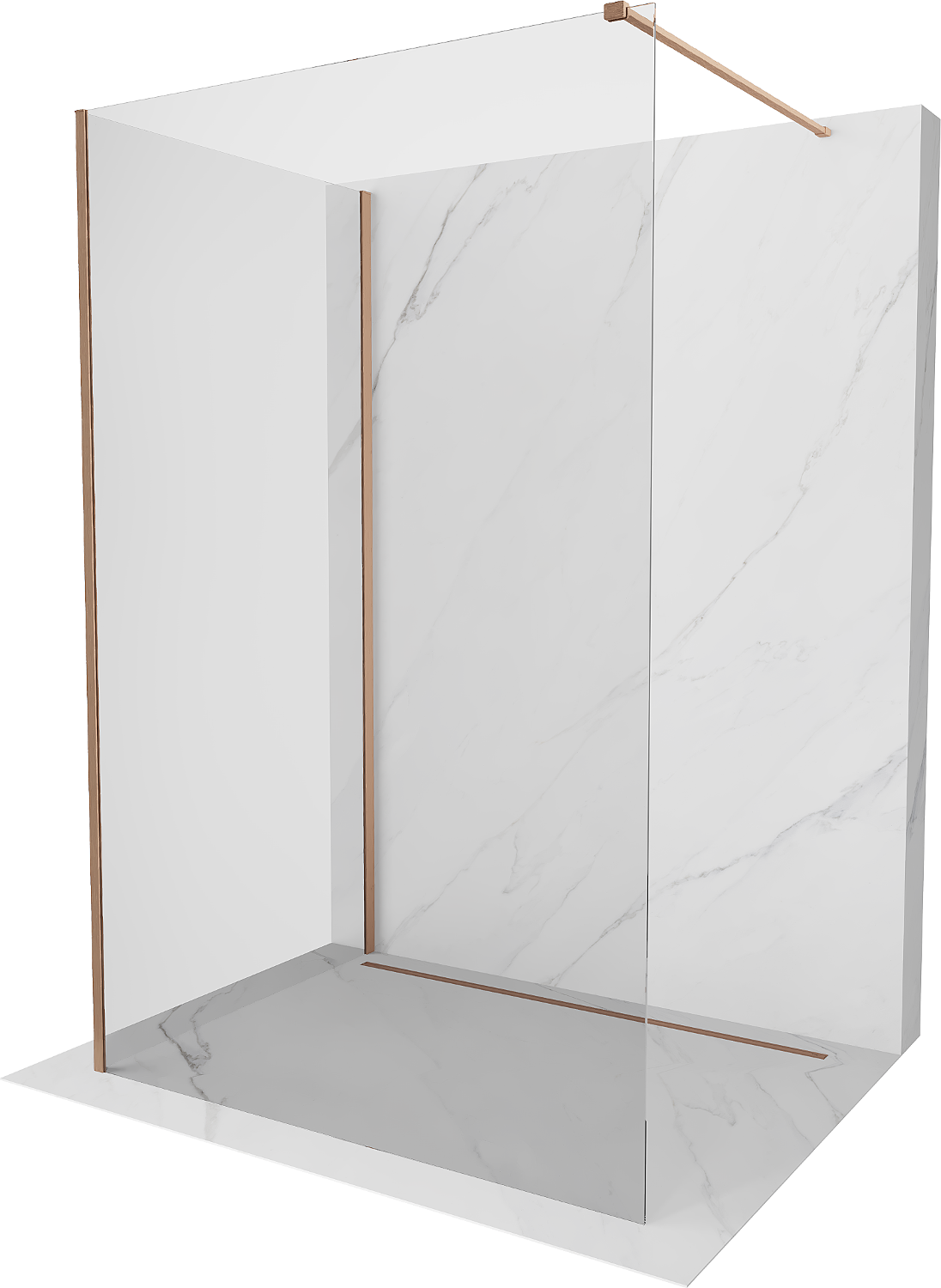 Mexen Kioto perete Walk-in 130 x 80 cm, transparent, cupru periat - 800-130-212-65-00-080