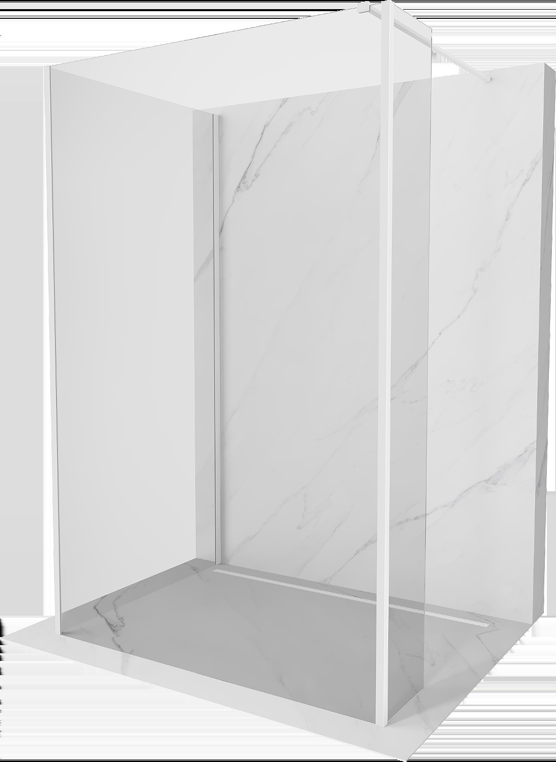 Mexen Kioto perete de duș Walk-in 105 x 100 x 40 cm, transparent, alb - 800-105-100-221-20-00-040