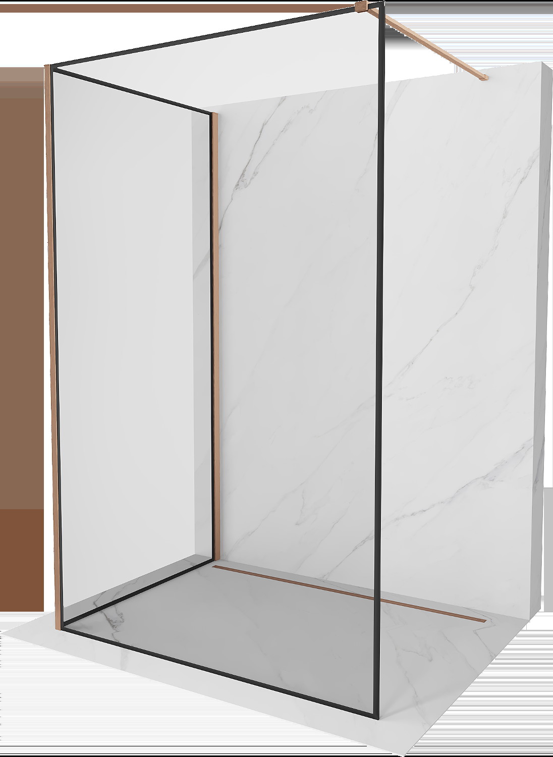 Mexen Kioto perete dus Walk-in 100 x 80 cm, model negru, bronz periat - 800-100-212-65-70-080