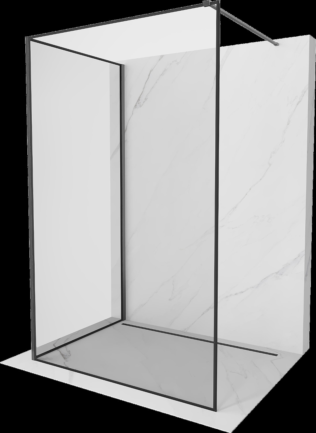 Mexen Kioto perete de duş Walk-in 120 x 70 cm, model negru, finisaj gri armat - 800-120-212-66-70-070