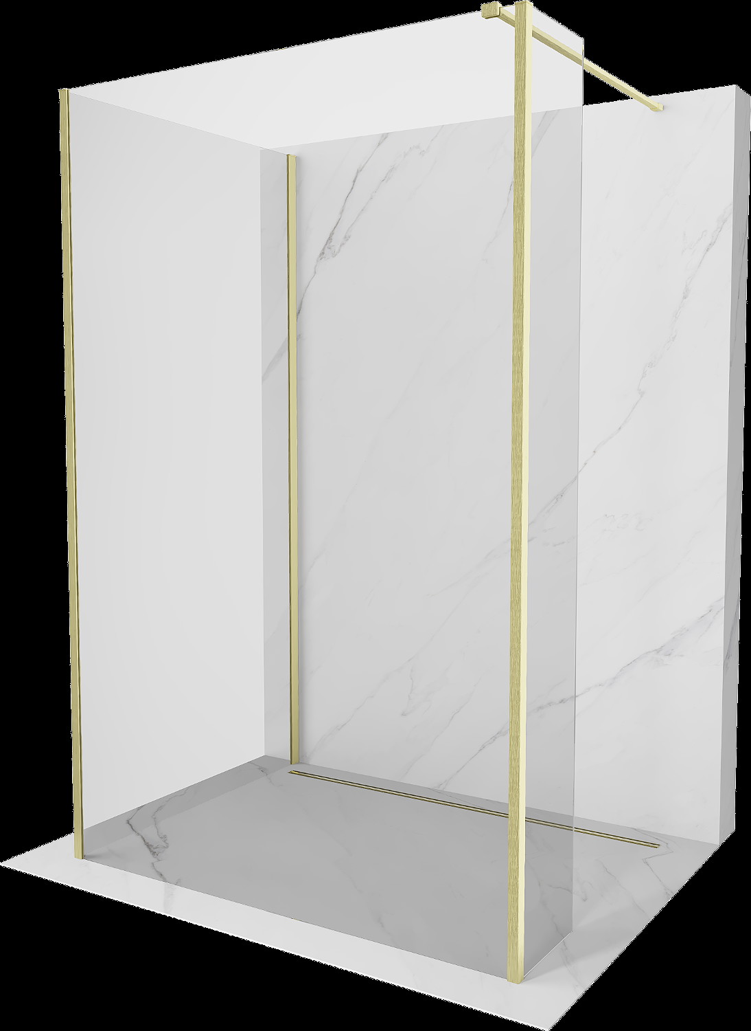 Mexen Kioto perete duş Walk-in 100 x 70 x 30 cm, transparent, aur lustruit - 800-100-070-221-55-00-030