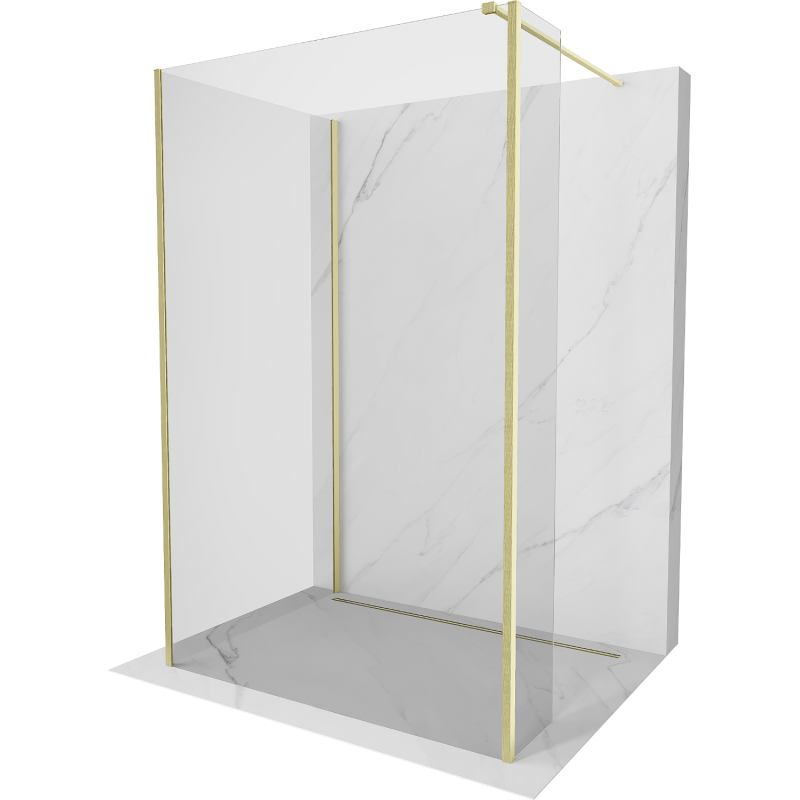 Mexen Kioto perete duș Walk-in 140 x 70 x 30 cm, transparent, aur periat - 800-140-070-221-55-00-030