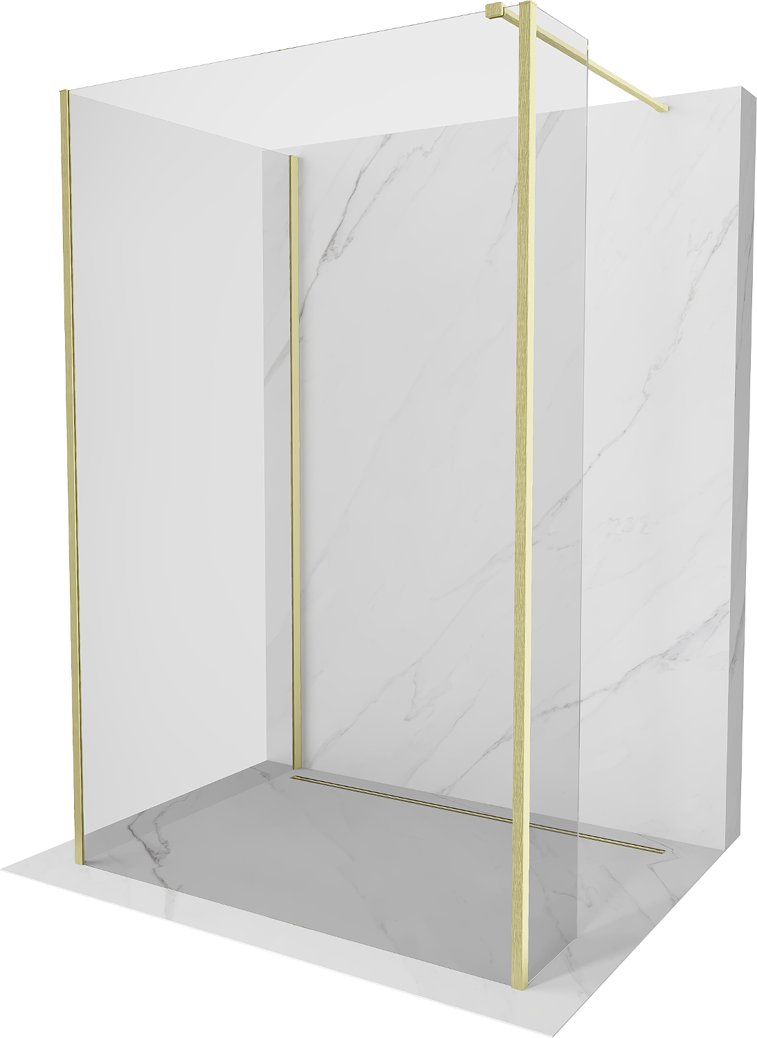 Mexen Kioto perete duș Walk-in 140 x 70 x 30 cm, transparent, aur periat - 800-140-070-221-55-00-030