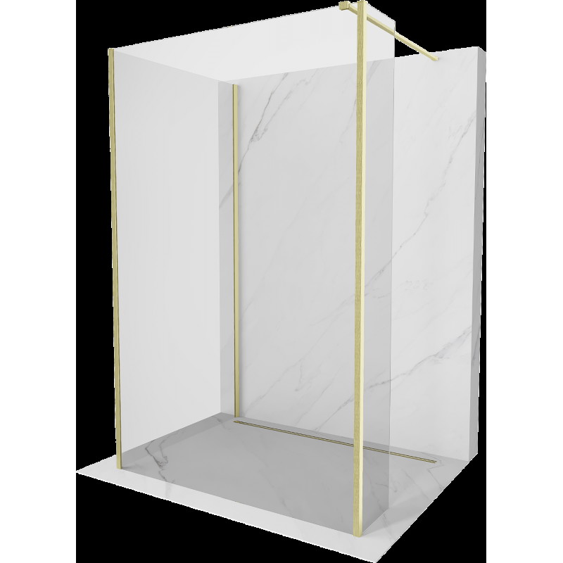 Mexen Kioto perete de duș Walk-in 90 x 75 x 30 cm, transparent, aurit periat - 800-090-075-221-55-00-030