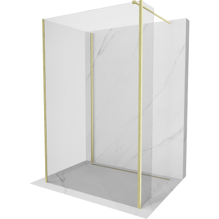 Mexen Kioto panou de duș Walk-in 140 x 85 x 30 cm, transparent, aur lustruit - 800-140-085-221-55-00-030