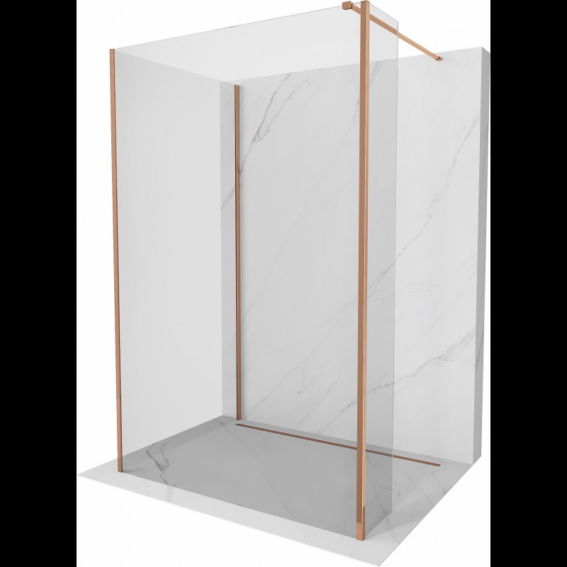 Mexen Kioto perete de duș Walk-in 110 x 70 x 30 cm, transparent, aur roz - 800-110-070-221-60-00-030