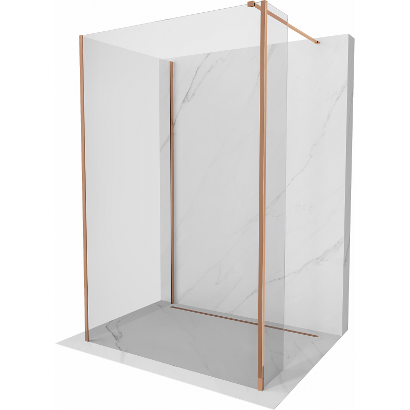 Mexen Kioto perete de duș Walk-in 120 x 70 x 30 cm, transparent, aur roz - 800-120-070-221-60-00-030