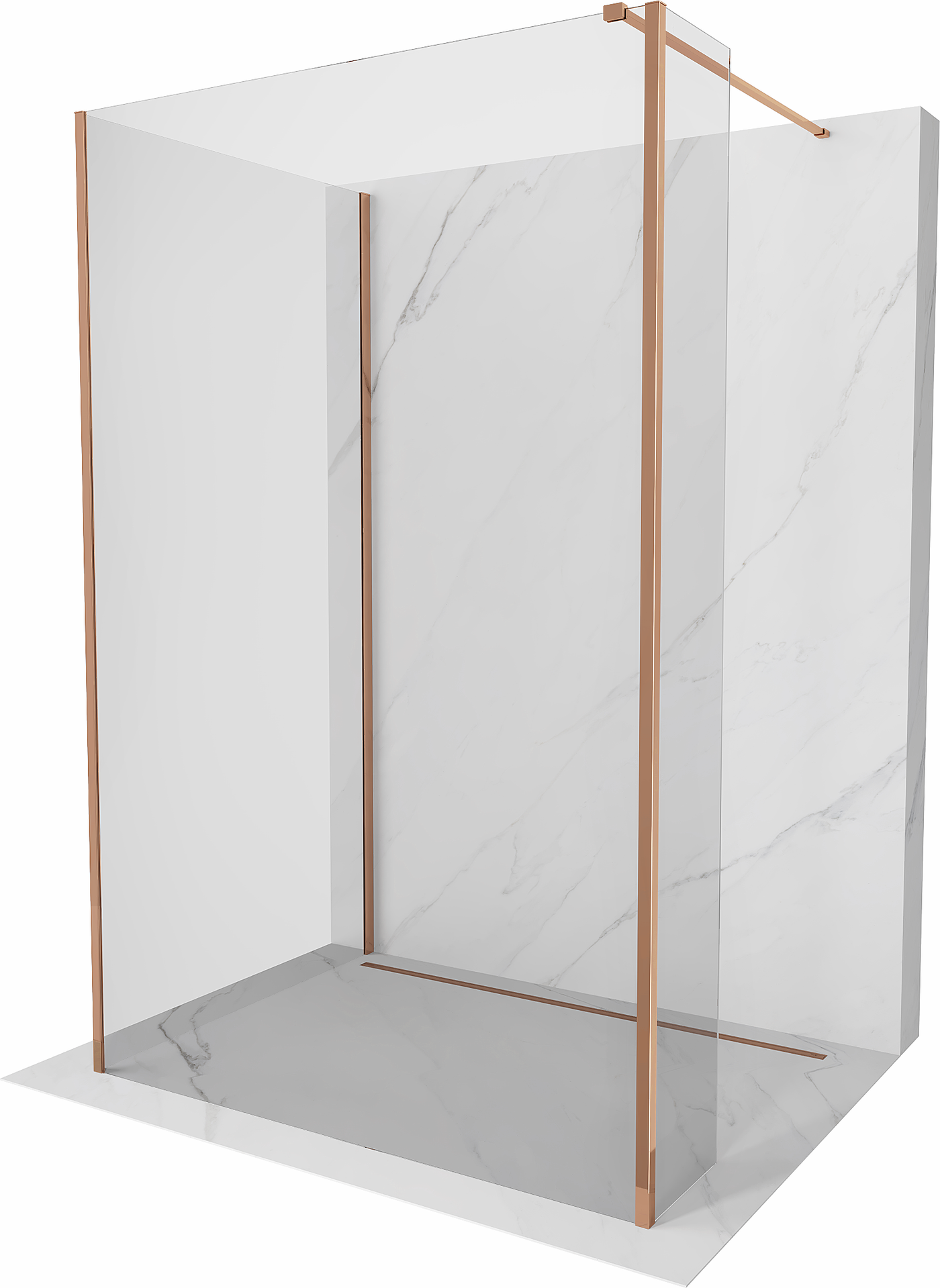 Mexen Kioto perete de duș Walk-in 120 x 70 x 30 cm, transparent, aur roz - 800-120-070-221-60-00-030