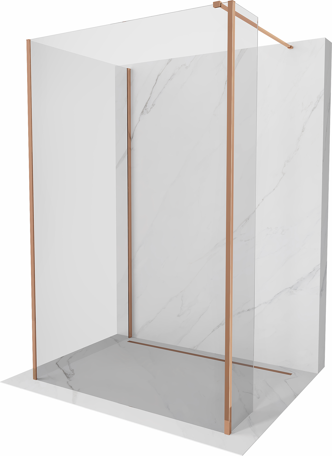 Mexen Kioto perete de duș Walk-in 130 x 100 x 30 cm, transparent, aur roz - 800-130-100-221-60-00-030