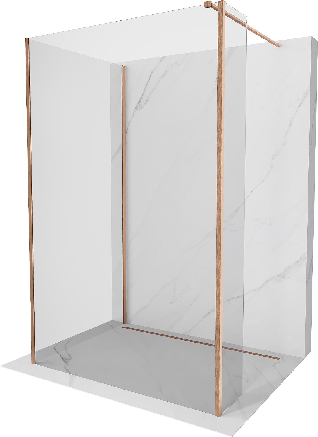 Mexen Kioto panou duș Walk-in 140 x 80 x 30 cm, transparent, cupru periat - 800-140-080-221-65-00-030