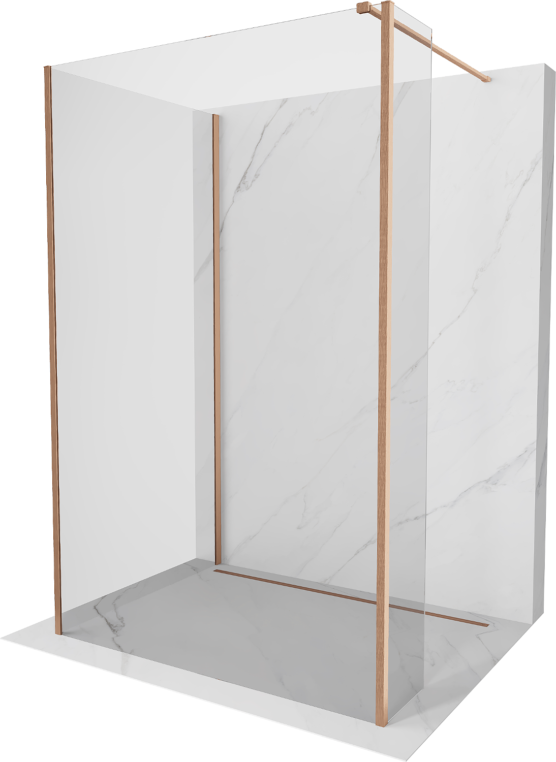 Mexen Kioto perete de duș Walk-in 120 x 90 x 30 cm, transparent, bronz periat - 800-120-090-221-65-00-030