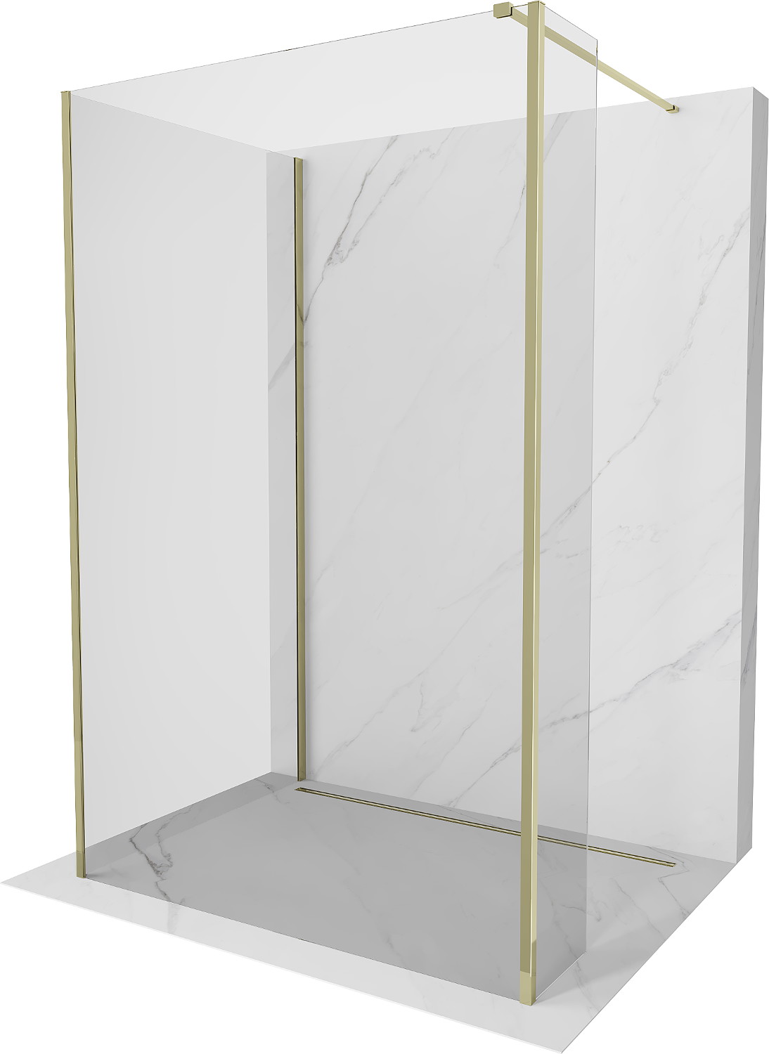 Mexen Kioto perete de duș Walk-in 110 x 70 x 30 cm, transparent, aurie - 800-110-070-221-50-00-030