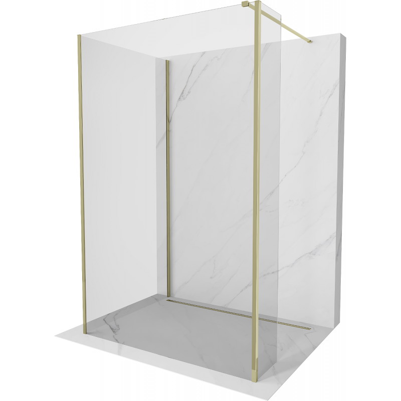 Mexen Kioto perete de duș Walk-in 100 x 80 x 30 cm, transparent, aurie - 800-100-080-221-50-00-030