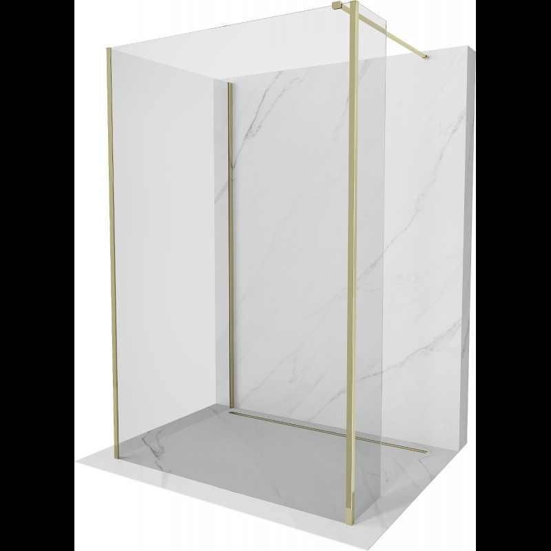 Mexen Kioto perete de duș Walk-in 110 x 90 x 30 cm, transparent, aurit - 800-110-090-221-50-00-030