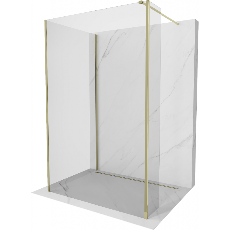 Mexen Kioto perete pentru duș Walk-in 100 x 100 x 30 cm, transparent, aurit - 800-100-100-221-50-00-030