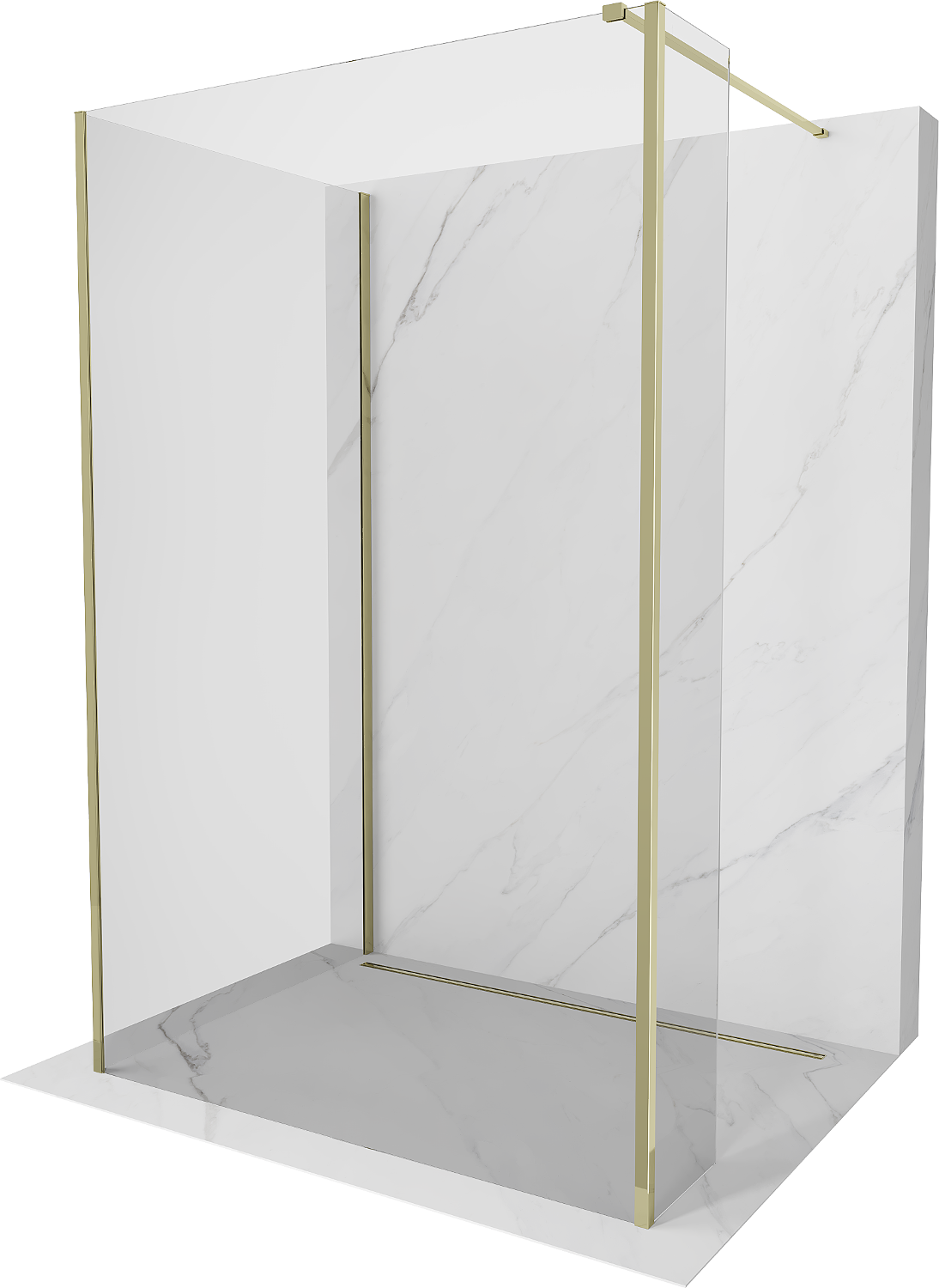 Mexen Kioto perete de duș Walk-in 140 x 100 x 30 cm, transparent, aurie - 800-140-100-221-50-00-030