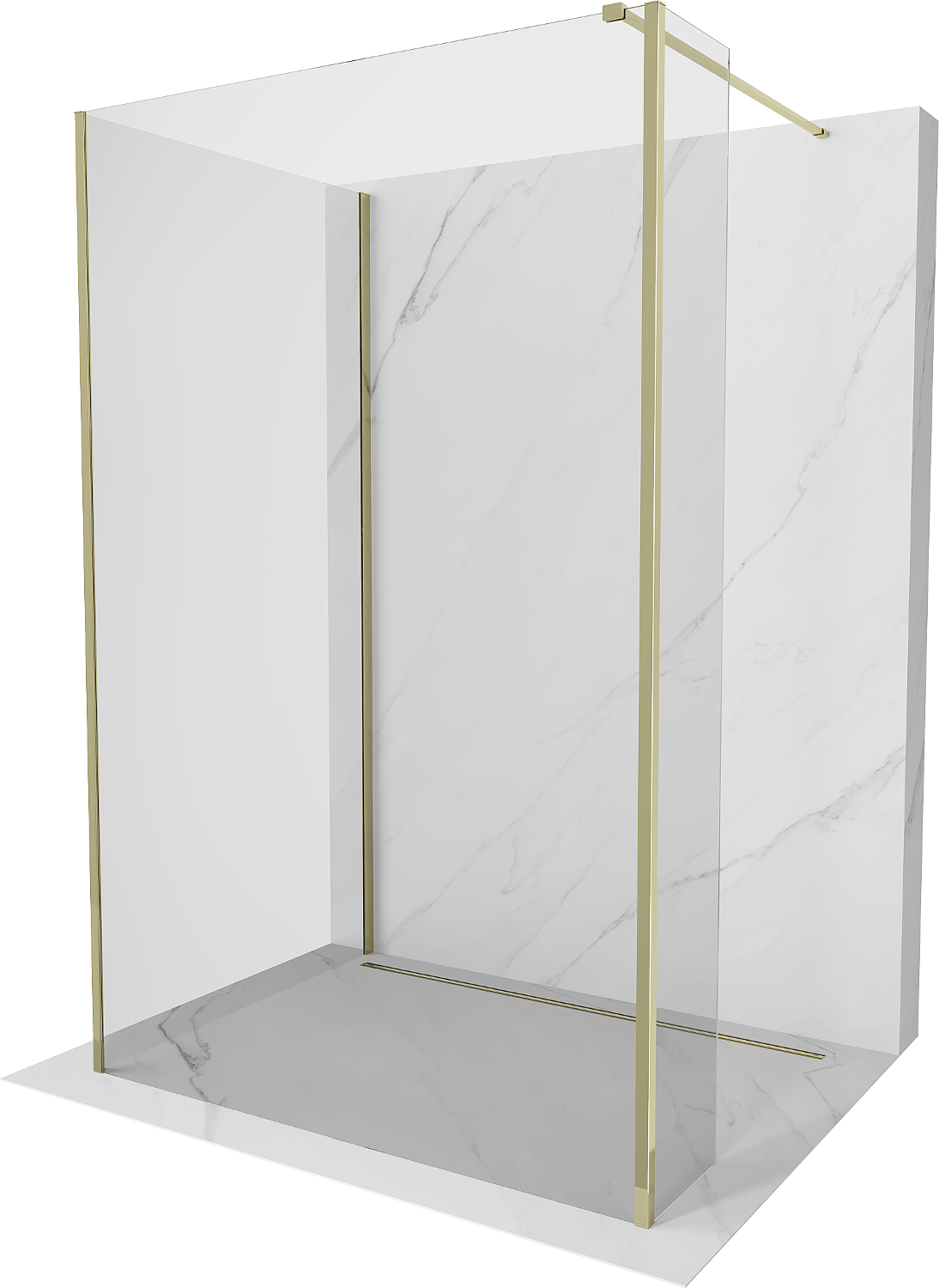 Kioto duş cu panel Walk-in 130 x 105 x 30 cm, transparent, aurie - 800-130-105-221-50-00-030