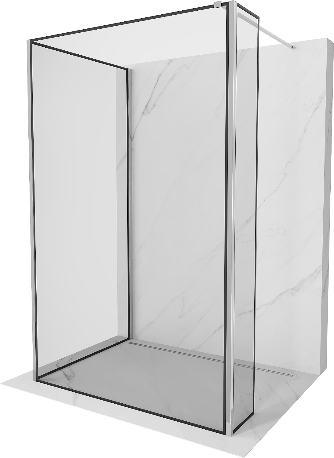 Mexen Kioto perete dus Walk-in 110 x 100 x 30 cm, model negru, crom - 800-110-100-221-01-70-030