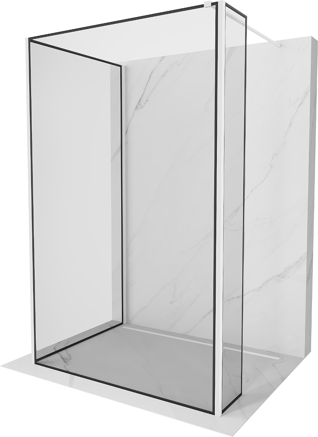 Mexen Kioto peretele de duș Walk-in 130 x 80 x 40 cm, model cu imprimeu negru, alb - 800-130-080-221-20-70-040