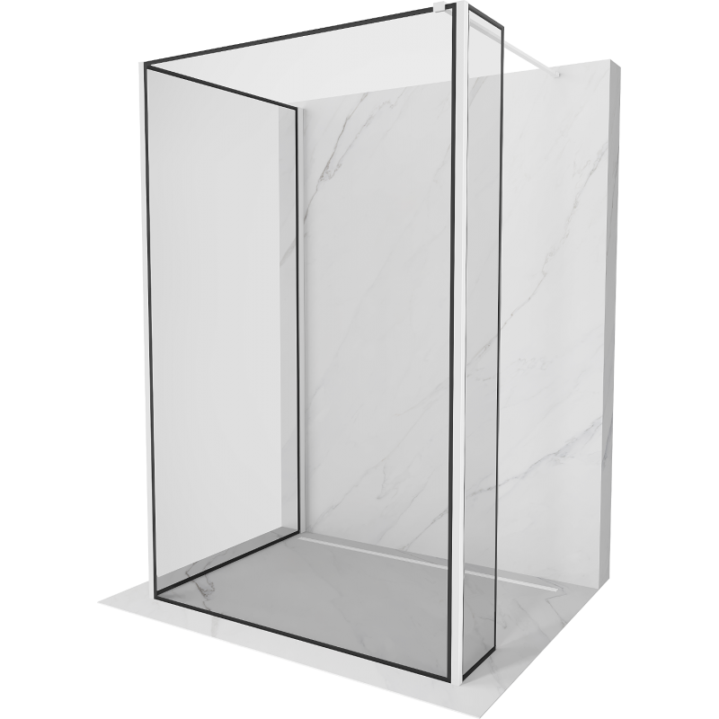 Mexen Kioto perete duș Walk-in 90 x 90 x 40 cm, model negru, alb - 800-090-090-221-20-70-040