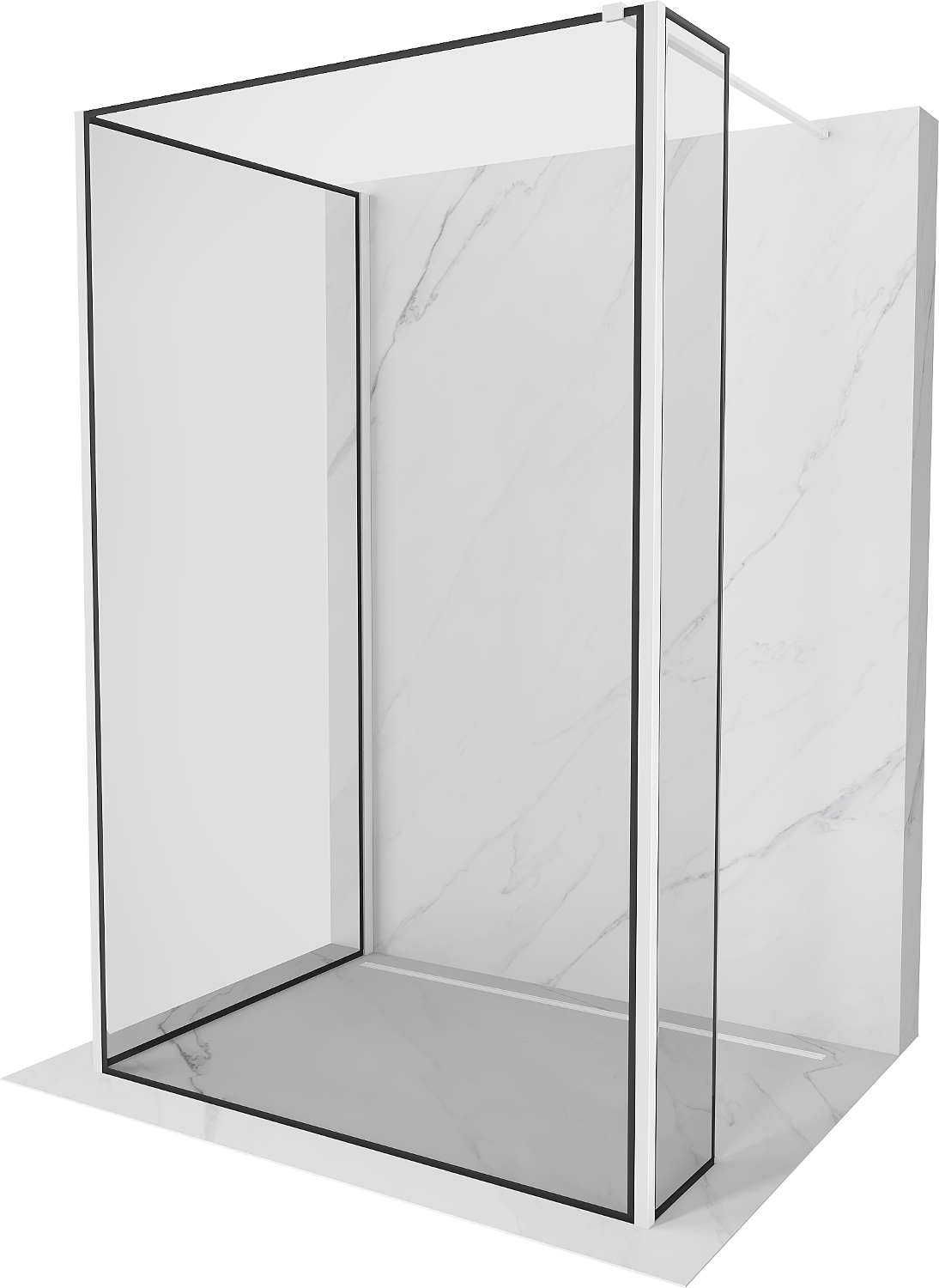 Mexen Kioto perete duș Walk-in 90 x 90 x 40 cm, model negru, alb - 800-090-090-221-20-70-040