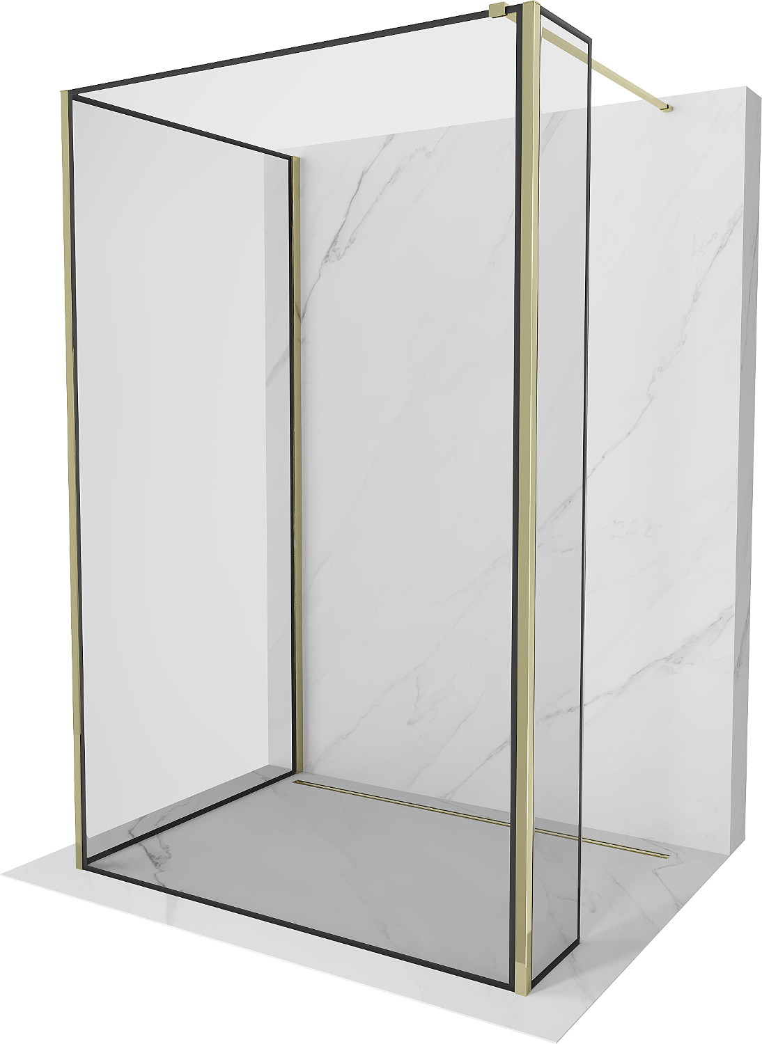 Mexen Kioto perete duş Walk-in 120 x 90 x 40 cm, model negru, aurie - 800-120-090-221-50-70-040