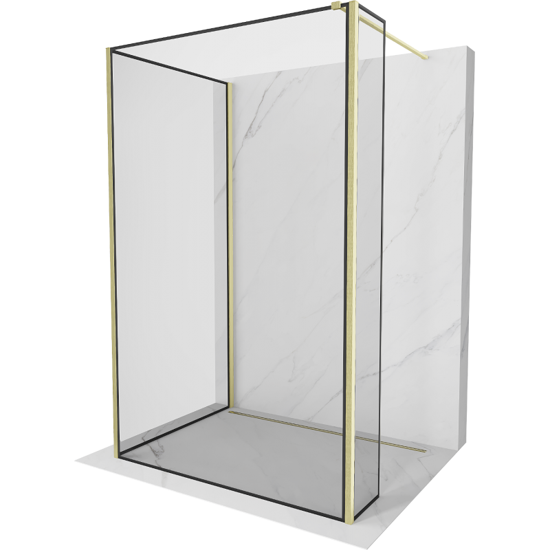 Mexen Kioto perete de duș Walk-in 130 x 100 x 30 cm, model negru, finisaj auriu periat - 800-130-100-221-55-70-030