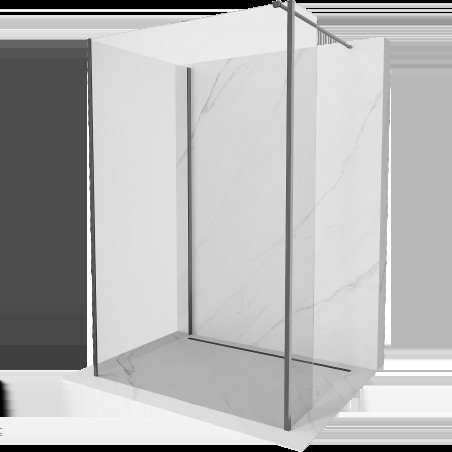 Mexen Kioto perete de duș Walk-in 90 x 80 x 30 cm, transparent, gri scuro periat - 800-090-080-221-66-00-030