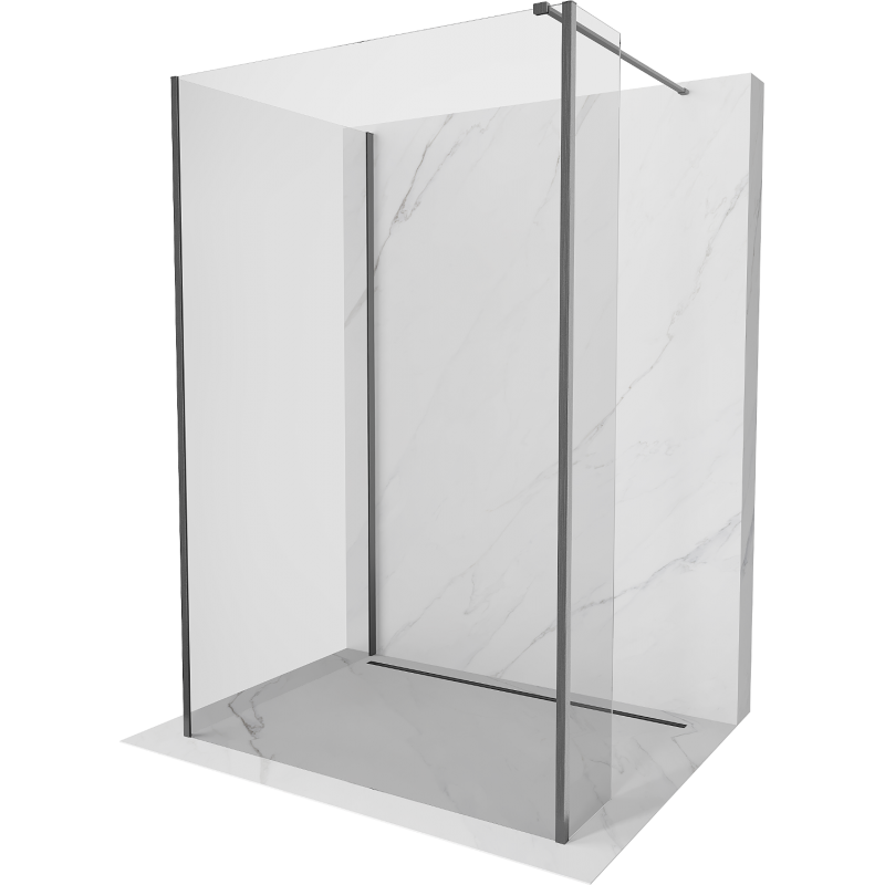 Mexen Kioto perete de duș Walk-in 140 x 85 x 30 cm, transparent, gri armat - 800-140-085-221-66-00-030