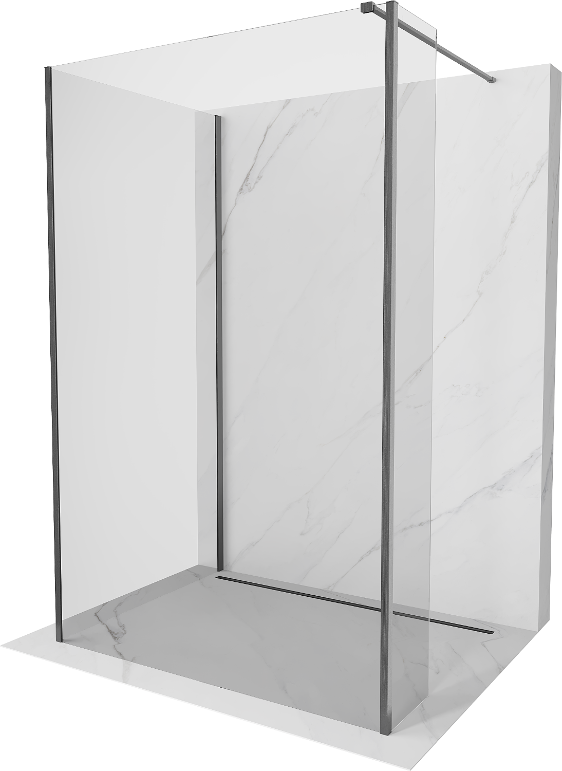 Mexen Kioto perete de duș Walk-in 140 x 85 x 30 cm, transparent, gri armat - 800-140-085-221-66-00-030