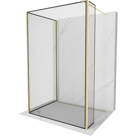 Mexen Kioto perete de duș Walk-in 120 x 120 x 30 cm, model negru, finisaj aurie periat - 800-120-120-221-55-70-030