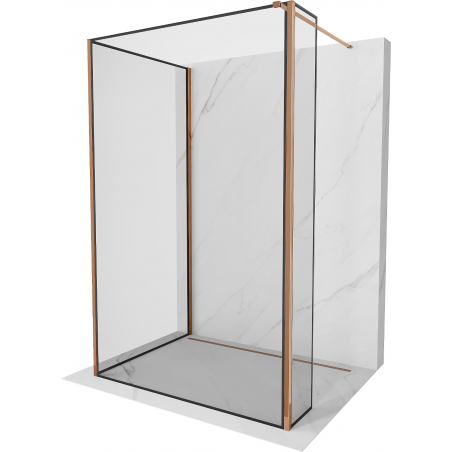 Mexen Kioto perete duș Walk-in 90 x 70 x 30 cm, model negru, aur roz - 800-090-070-221-60-70-030