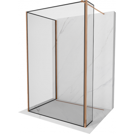 Mexen Kioto perete de duș Walk-in 130 x 90 x 30 cm, model negru, aur roz - 800-130-090-221-60-70-030