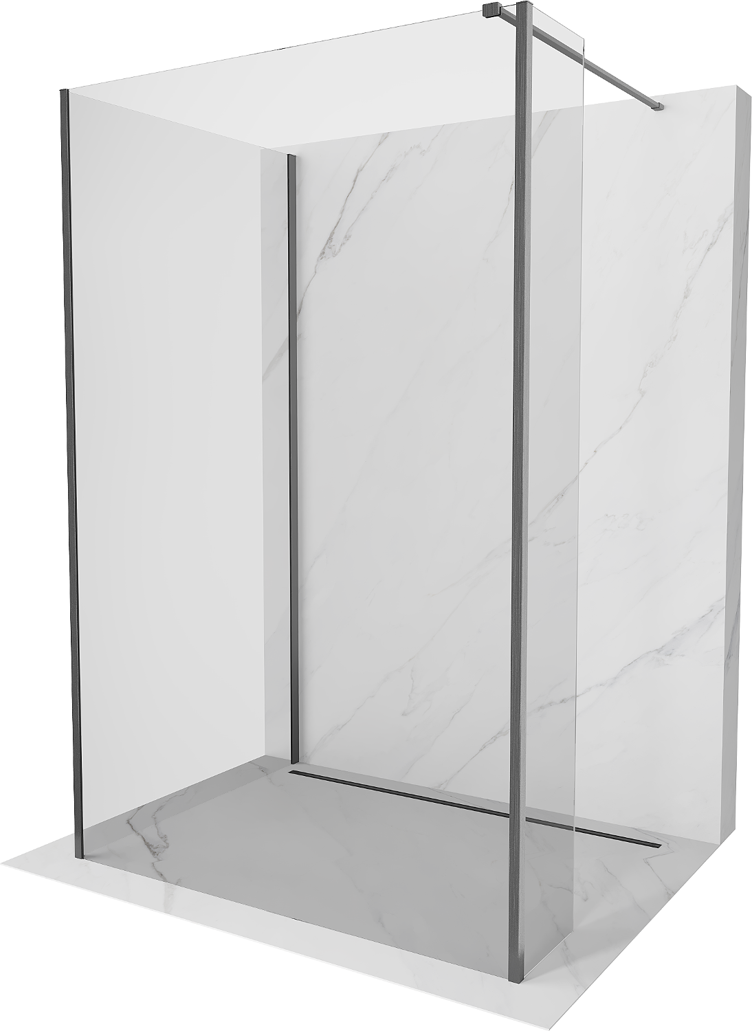 Mexen Kioto perete de duș Walk-in 130 x 110 x 30 cm, transparent, gri armat - 800-130-110-221-66-00-030