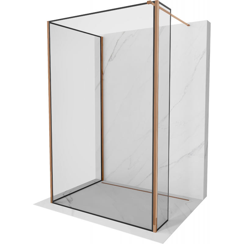 Mexen Kioto perete de duș Walk-in 130 x 120 x 30 cm, model negru, aur roz - 800-130-120-221-60-70-030