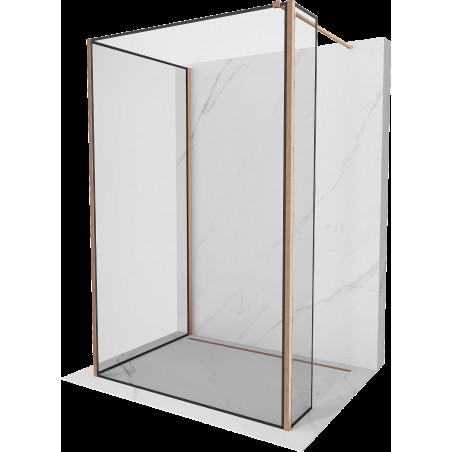 Mexen Kioto perete duș Walk-in 110 x 70 x 30 cm, model negru, cupru periat - 800-110-070-221-65-70-030