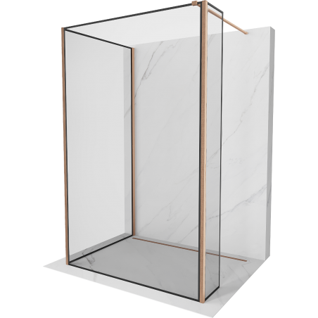 Mexen Kioto perete de duș Walk-in 120 x 110 x 40 cm, model negru, cupru periat - 800-120-110-221-65-70-040