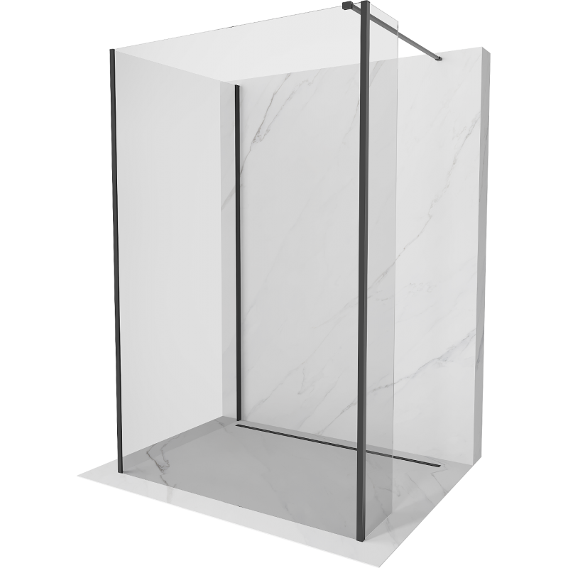 Mexen Kioto panou de duș Walk-in 90 x 70 x 30 cm, transparent, negru - 800-090-070-221-70-00-030