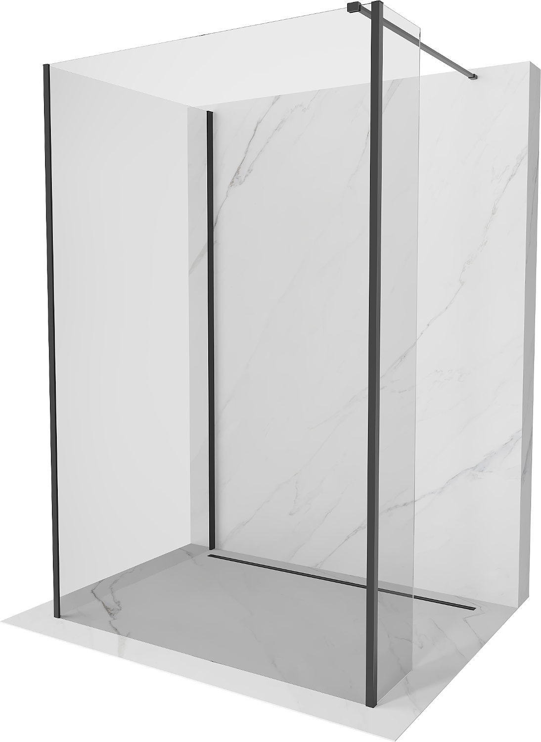 Mexen Kioto panou de duș Walk-in 90 x 70 x 30 cm, transparent, negru - 800-090-070-221-70-00-030