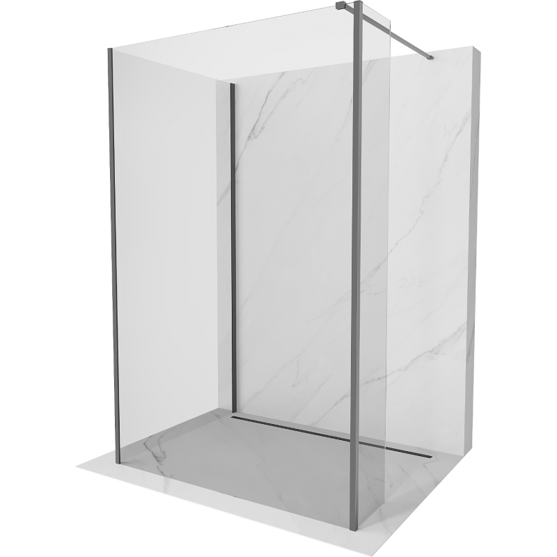 Mexen Kioto panou de duș Walk-in 120 x 80 x 30 cm, transparent, gun metal - 800-120-080-221-95-00-030