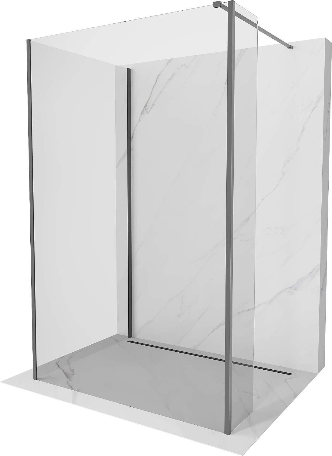 Mexen Kioto panou de duș Walk-in 120 x 80 x 30 cm, transparent, gun metal - 800-120-080-221-95-00-030