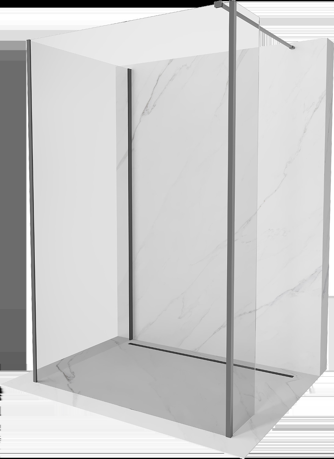 Mexen Kioto paravan de duş Walk-in 140 x 110 x 40 cm, transparent, gun metal - 800-140-110-221-95-00-040